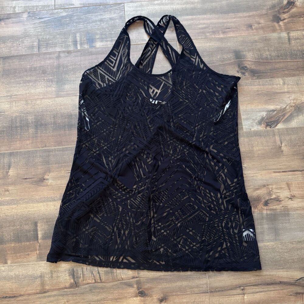 Hawaiian Tropic Black Swimsuit Cover Up Dress XL Geometric Pattern Summer Beach